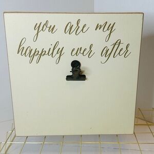 Ivory and Gold 8in x 8in Wooden Photo Holder You Are My Happily Ever After